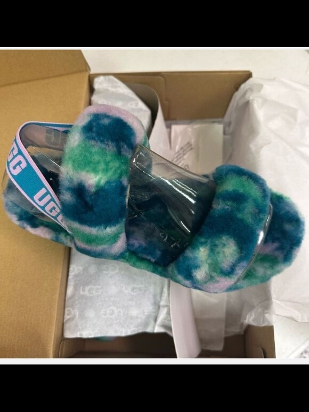 New Ugg Oh Yeah Marble Slide Slipper Sandals Aquatic Blue -10